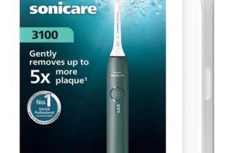 Philips Sonicare 3100 Series Electric Toothbrush with Pressure Sensor, 3 Intensity Levels, EasyStart, SmarTimer – Forest Green, HX4033/26