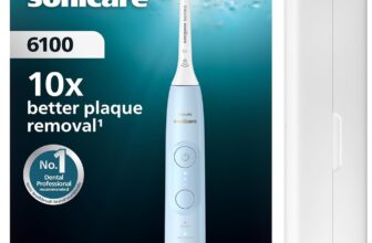 Philips Sonicare 6100 Electric Toothbrush, Sonic Toothbrush with 2 Brushing Modes and 3 Intensity Levels, Pressure Alert, EasyStart, SmarTimer, Light Blue, Model HX7406/02 New Technology