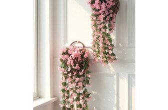 Pink Artificial Flowers Wall Hanging Four-Petal Violet Fake Flowers