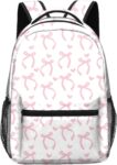 Pink Bow School Bag for Girls, Aesthetic Cute Preppy Kids School Backpack, Waterproof Kawaii Girls Rucksack Coquette Daypack for Teenage Secondary Primary Middle School Daily Use Birthday Gift