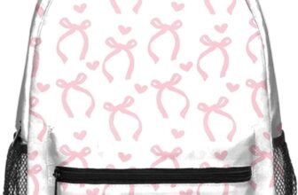 Pink Bow School Bag for Girls, Aesthetic Cute Preppy Kids School Backpack, Waterproof Kawaii Girls Rucksack Coquette Daypack for Teenage Secondary Primary Middle School Daily Use Birthday Gift