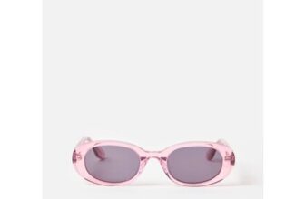 Pink Crystal Oval Acetate Sunglasses