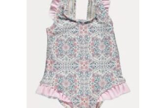 Pink Floral Tile Print Swimsuit