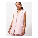 Pink Pure Linen Longline Co-Ord Waistcoat