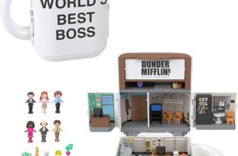 Polly Pocket x The Office Compact Playset 6 Character Dolls and 9 Accessories, Collectible Partnership Toy, Coffee Mug Exterior, JCC19