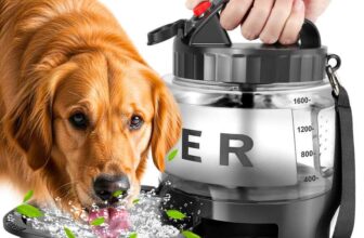 Portable Dog Water Bottle Bowl – 1600ml Travel Water Bowl Dispenser with checkout discount – Sold by LESOTC Design Store EUR / FBA
