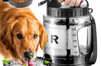Portable Dog Water Bottle Bowl – 2200ml Travel Water Bowl Dispenser for Dogs Leak Proof, Suitable for Large Pet Drinking, A Must Have for Outdoor, Camping, Walking, Beach, Hunting, and Other Scenes