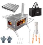 Portable Wood Stove with 6 Stainless Chimney Pipes for Outdoor Heating & Cooking Local (with code) LUVODI Store