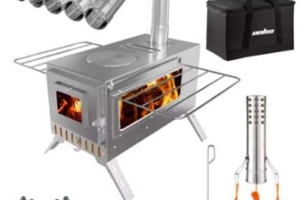 Portable Wood Stove with 6 Stainless Chimney Pipes for Outdoor Heating & Cooking Local (with code) LUVODI Store