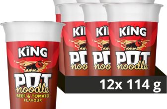 Pot Noodle Beef & Tomato King Pot Noodle Instant Vegetarian Snack quick-to-make noodles Instant Noodle 12x 114 g