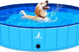 Pourbibi PVC Foldable Pet Dog Paddling Pool Puppy Swimming Pool Portable Dog Pool Large Bathing Tub for Indoor Outdoor   (   )
