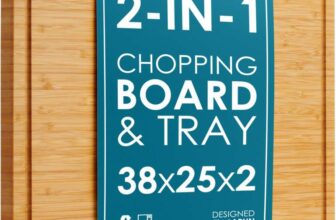 Premium Organic 2-in-1 Large Wooden Chopping Board & Serving Tray 38x25x2cm (Prime Exclusive)