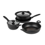 Prestige Nadiya Black round Aluminium Non-Stick Cookware Set Pack of 4