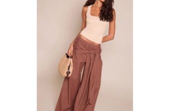 PrettyLittleThing Cotton Linen Blend Wrap Detail Straight Leg Trousers