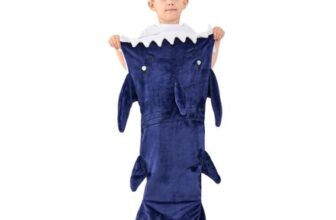 Prime Deal-Softan Kids Shark Blanket, Soft Flannel, Dark Blue, 19×44