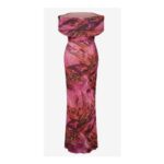 Printed Mesh Maxi Dress