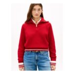Pure Cotton Tipped Half Zip Jumper