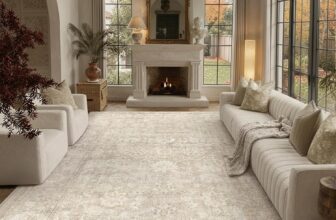 PureCozy Beige Rugs Living Room Large Washable Rug 200x300cm Non Slip Carpet for Bedroom Vintage Carpets Office Kitchen Dining Room Indoor Soft Low Pile Mat