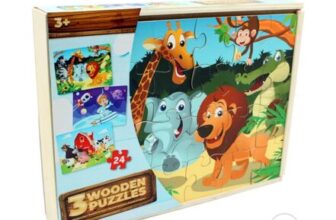Puzzles Explorer 24 Piece Wooden Puzzles 3 Pack with Storage Tray