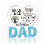QBEJIME Acrylic Heart Dad Plaque – Fathers Day Gift