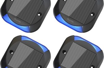 Quntis Solar Decking Lights 4 Pack, Blue Solar Ground Light IP65 Waterproof, Pressure Resistant 3 Tons Driveway Lights for Stair Garden Step Pathway Walkway Patio Front Door