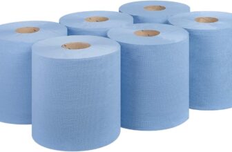 REQUISITE NEEDS Embossed 2 Ply Blue Rolls – Blue Paper Towel Tissue (Pack of 6)