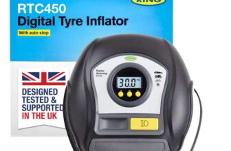 RING TYREINFLATE 450 Digital Tyre Inflator Air Compressor With Auto-Stop functionality – Measures in PSI, BAR & kPA – with Prime