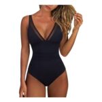 RXRXCOCO v Neck Mesh Sheer Swimming Costume Women Crisscross