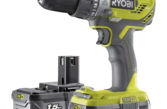 RYOBI 18 V ONE plus Cordless Combi Drill Starter Kit, With 2 x 1.5 Ah Batteries