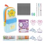 Raheem 35-Piece Pencil Case Stationery Set with Blue Star Pouch