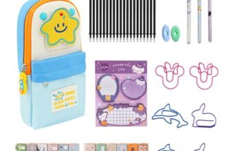 Raheem 35-Piece Pencil Case Stationery Set with Blue Star Pouch
