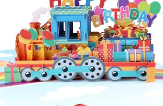 Rainbow Birthday Train Pop Up Happy Birthday Greeting Card, love Gift for Adults and Kids with Blank Note & Envelope, Foldable Celebration for Daughter, Son, Mom, Dad, Friend, Children