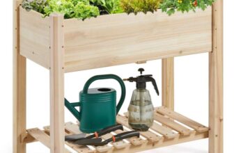 Raised Garden Bed 2 Tiers Wooden Raised Bed Planter Box with Storage Shelf 86 x 46 x 76cm