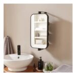 Rectangle Curved Corner Wall Mirror with Storage H 50cm X W 25cm X D 16.8cm
