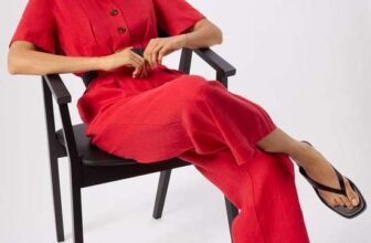 Red Fiona Linen Button Jumpsuit, Red, Sizes 4, 6, 16. & 20