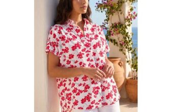 Red Floral Pleat Front Relaxed Overshirt