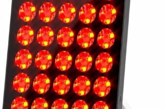 Red Light Panel with 210 LEDs, 633nm & 850nm Near-Infrared, 415nm & 590nm Blue and Yellow Light for Face & Body, 7 Combination Modes with Adjustable Angle Stand