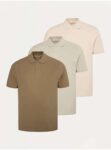 Regular Fit Short Sleeve Polo Tops 3 Pack (Neutral / Cream, Green, Red / Pink, Green, Red) Free C&C