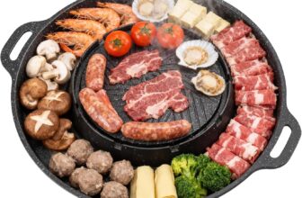 Rill Pans for Stove Tops Hotpot 2 in 1 with Nonstick Material Roasting Shabu Pot Barbecue Stove Grill Pan Heat-Resistant Handle for Table Oven Griddle Kitchen Camping Cooking