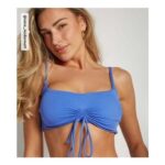 Rise by Zara McDermott Bright Blue Stretch Ruched Tie Front Bikini Top