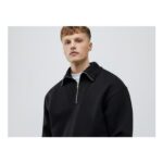 River Island Mens Sweatshirt Black Regular Fit Ribbed