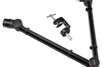 RockJam Premium Tube-Style Microphone Stand Boom Arm With Internal Springs, Desktop Clamp and Built-in Cable Management
