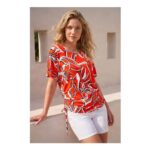 Roman Rust Printed Ruched Top