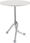 Round Coffee Tables, Vintage-Style Stainless Steel Small Round Table for The Living Room, Suitable for Coffee Shops And Tea Shops, Living Room, Bedroom, Office, Balcony White