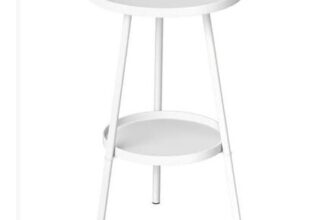 Round Garden Table, 2-Tier Metal Patio Table Coffee