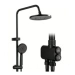 Rozin Shower Riser Rail Kit, Black, 10 Rainfall Head, Adjustable