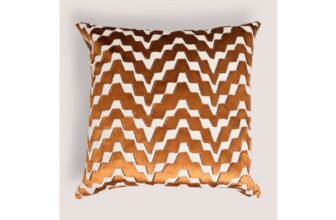 Rust Zig Zag Boucle Cut Velvet