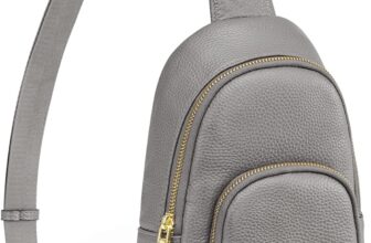 S-ZONE Women Small Crossbody Leather RFID Blocking Chest Bag Crossbody Packs Backpack