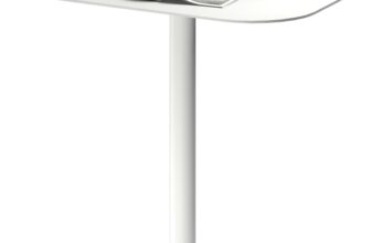 SANODESK Steel Side Table, Sturdy and Space-Saving Design, 503865cm Modern Style Bedside Desk, Sofa End Desk, Small Coffee Table for Living Room or Bedroom, 4 Colors Available(White)