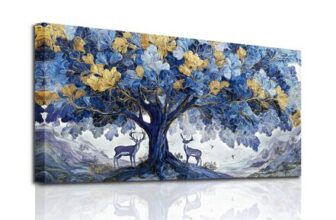 SERIMINO Canvas Wall Art Tree of Life, Blue Botanical 20×40